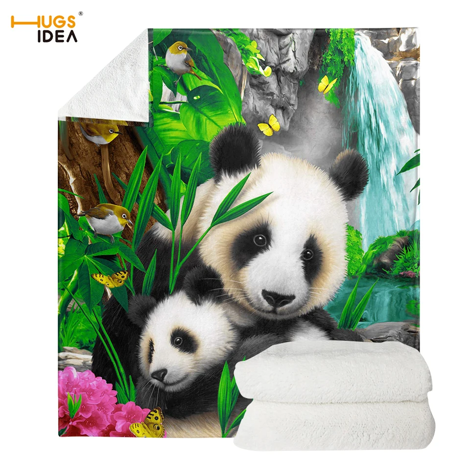 Economici HUGSIDEA Coperta In Pile Di Flanella Con Stampa Panda Carino Coperta Per Divano A Molla Super Morbida Coperta Calda Coperta Personalizzata Per Animali Cinesi