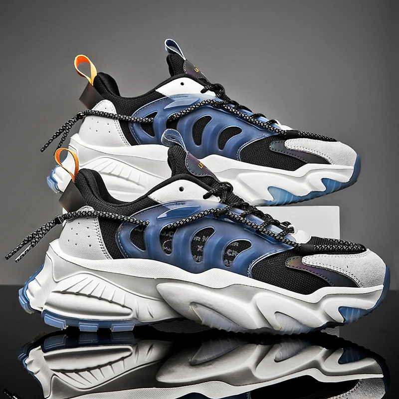 

2021 Street Style Comfortable Couple Men Chunky Sneakers Height Increasing Unisex Breathable Light Man Sport Running Shoes