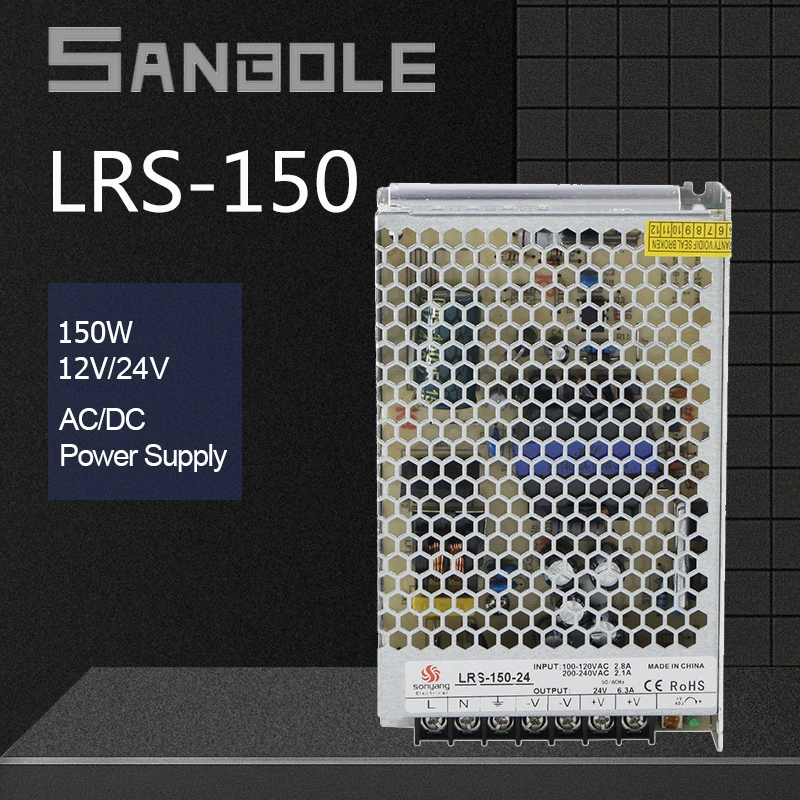 

S-150-24 Ultra-thin Switching Mode Power Supply DC 150W 24V6.5A Short Circuit Protection With Metal Shell