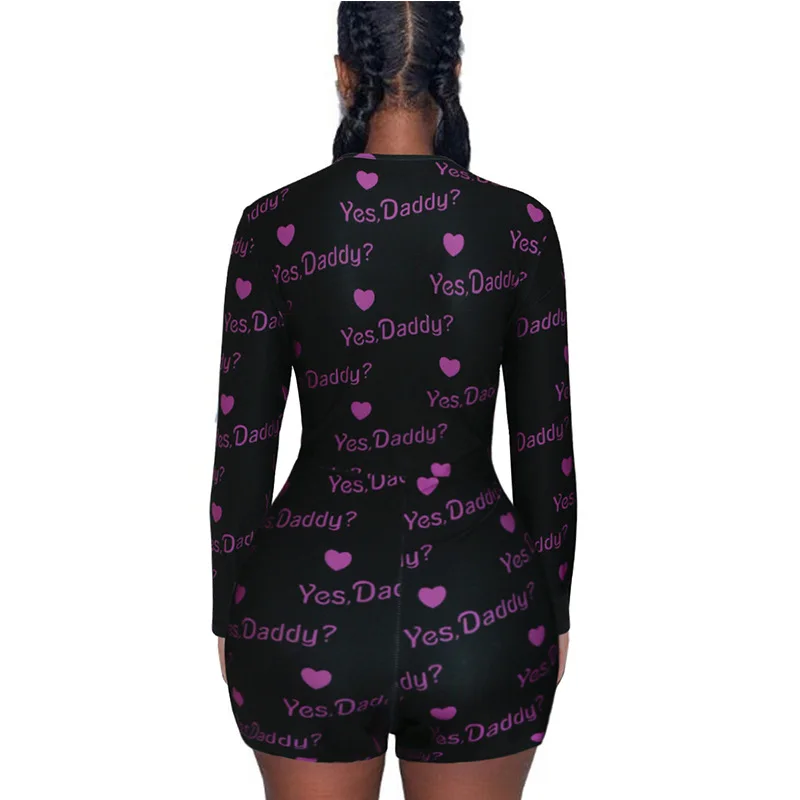 

Summer 2020 Jumpsuit Ladies Yesdaddy Brand Fashion Summer Wild Long-Sleeved Deep V-Neck Design Adult Jumpsuit Sexy Shorts
