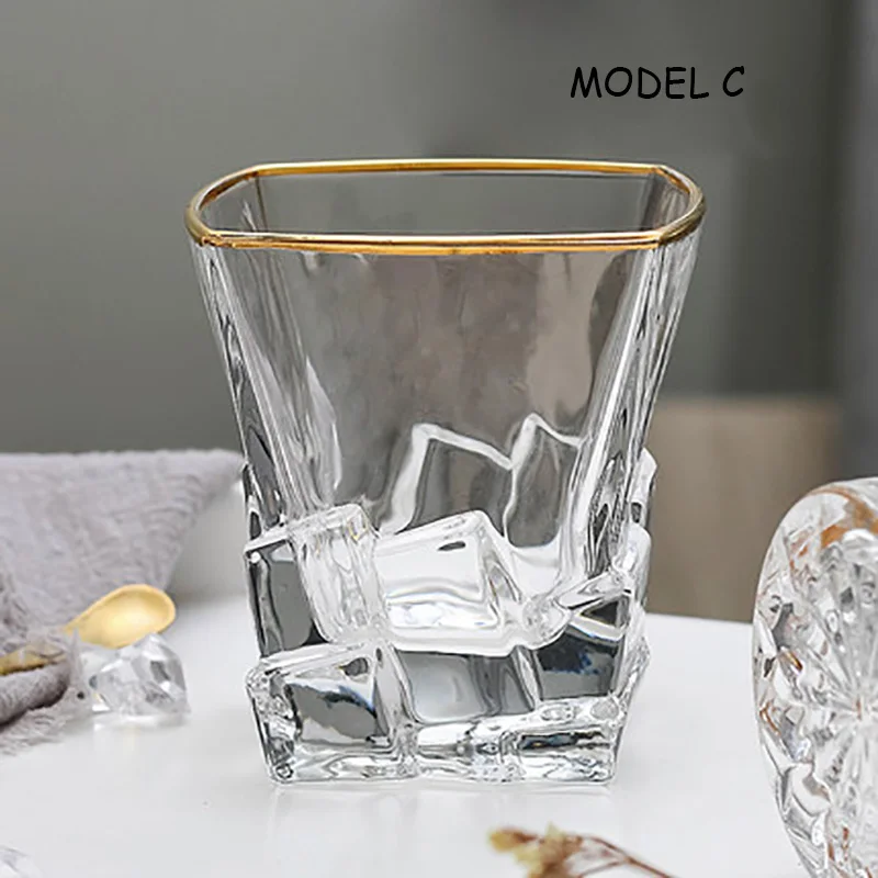 Model C Креативный стеклянный прозрачный стакан для стакана для коктейля чашки Европейский стиль Золотой Кристалл зарубежный стеклянный стакан для виски пивная семейная чашка 1 шт - Цвет: Model C