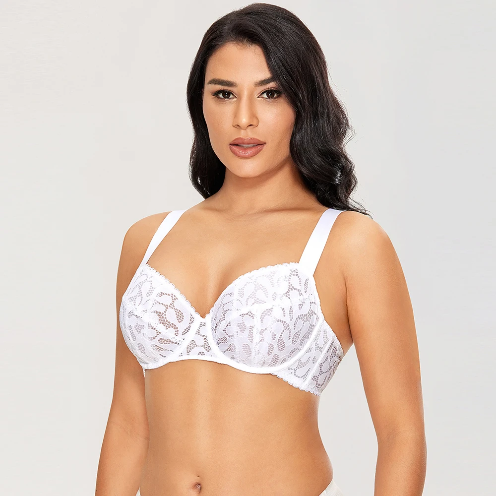 Женский бюстгальтер-минимайзер с полным покрытием и кружевными бретелями |