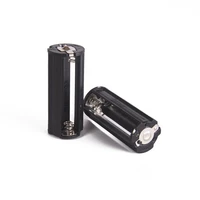 2pcs 3 aaa battery black plastical metal holder box case cylindrical type for aaa flashlight torch
