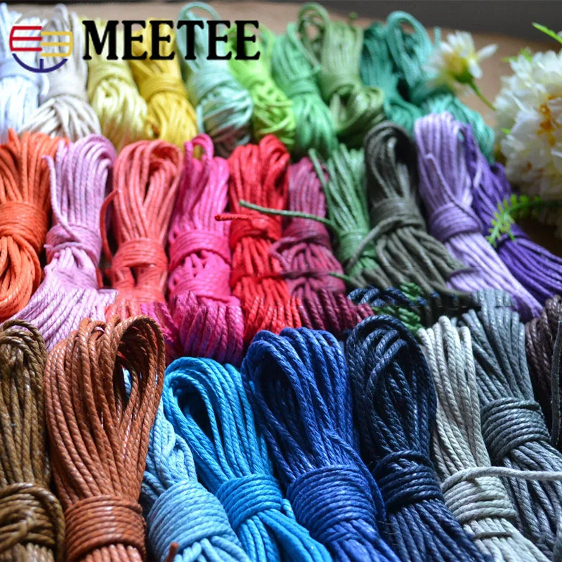 Meetee 30 метров 2 мм хлопковые шнуры три нити витая красочная декоративная веревка DIY