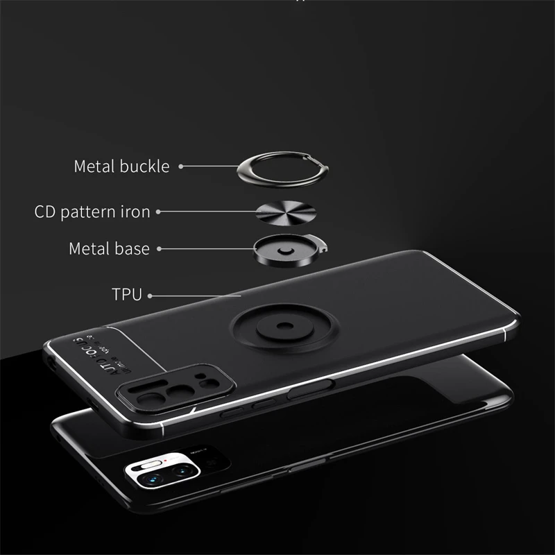 For Xiaomi Redmi Note 10 5G Case For Redmi Note 10 5G Cover Back TPU Soft Ring Magnetic Holder For Cover Redmi Note 10 5G Fundas