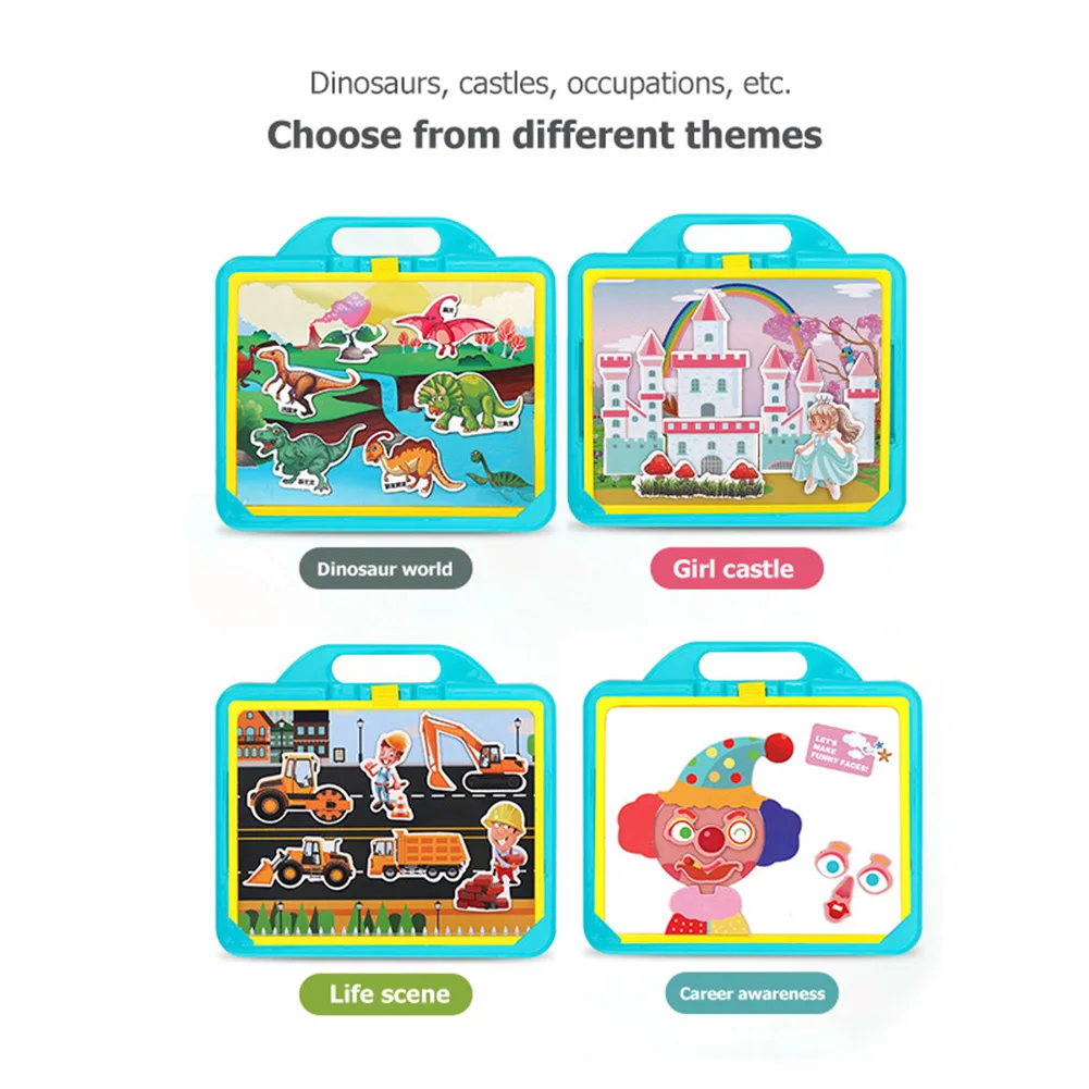 

Children Kids Magnetic Jigsaw Puzzle Cards Toys Animal Castle Life Work Scenes Drawing Board Box Educational Learning Toy Gift