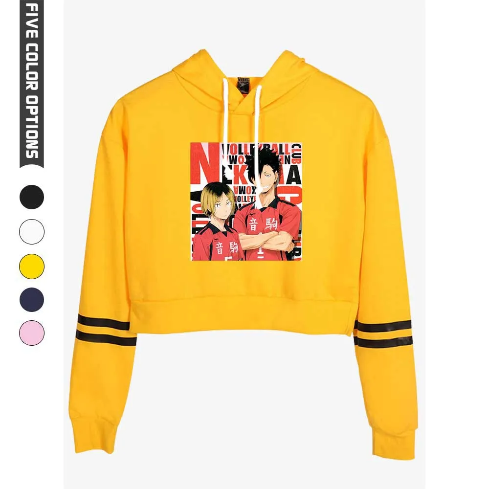 

High quality Haikyuu!! Girl's Kpop Popular Printed beauty Streetwear Navel Hoodies Sweatshirt Women Lumbar Hoody Pullovers