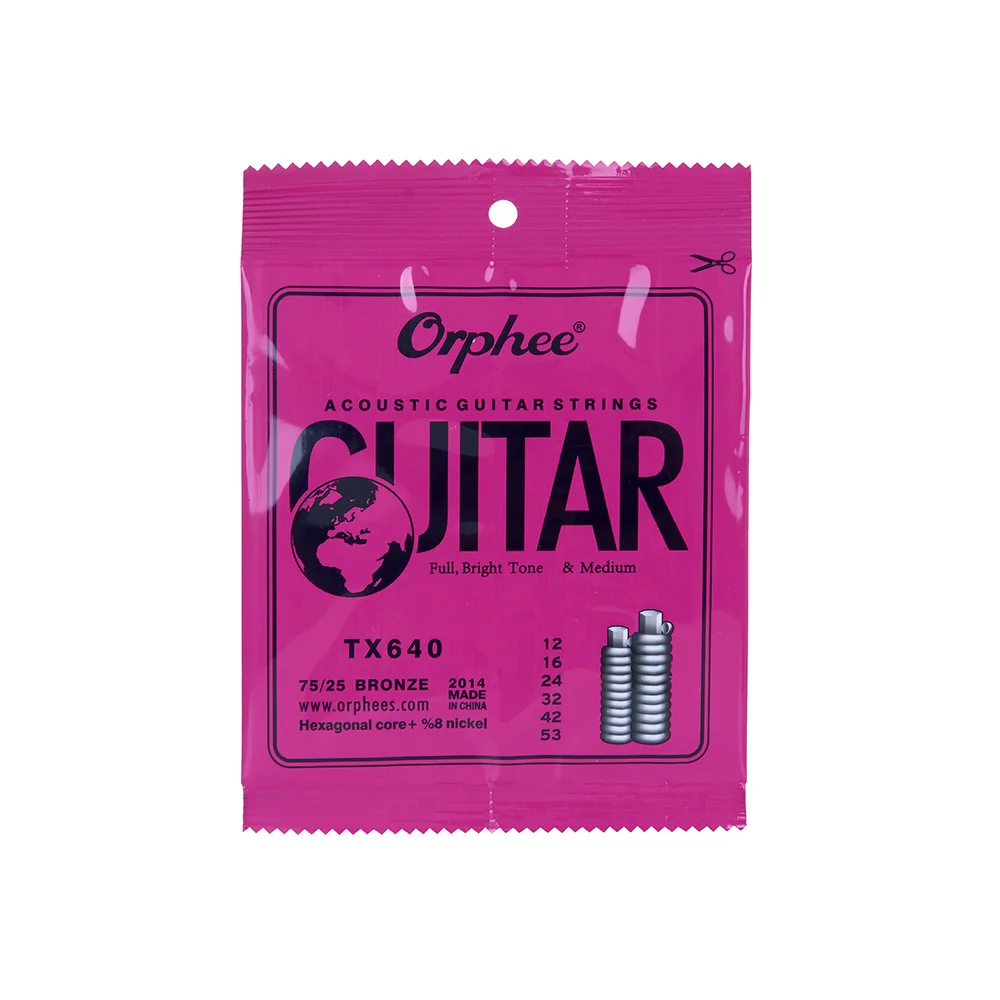 012 TX640 Orphee Струны для акустической гитары 011-052 дюймов из высокоуглеродистой стали шестиугольные струны из сплава Orphee TX620 TX630 TX640 аксессуары - Цвет: 012 TX640