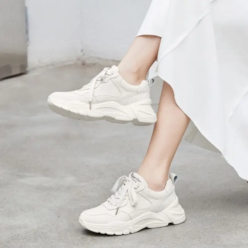 FITWEE Женские кроссовки из натуральной кожи с перекрестными ремешками туфли на