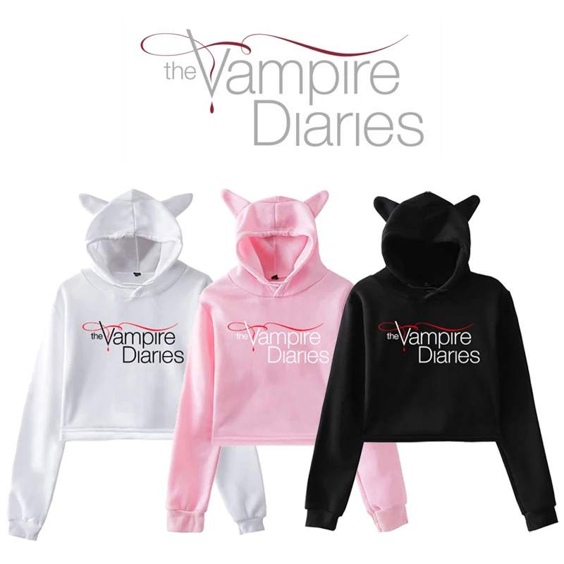 

Худи с надписью "Дневники Вампира", хлопковая Крутая толстовка с принтом для девочек, Женская модная Повседневная Толстовка для женщин и девочек