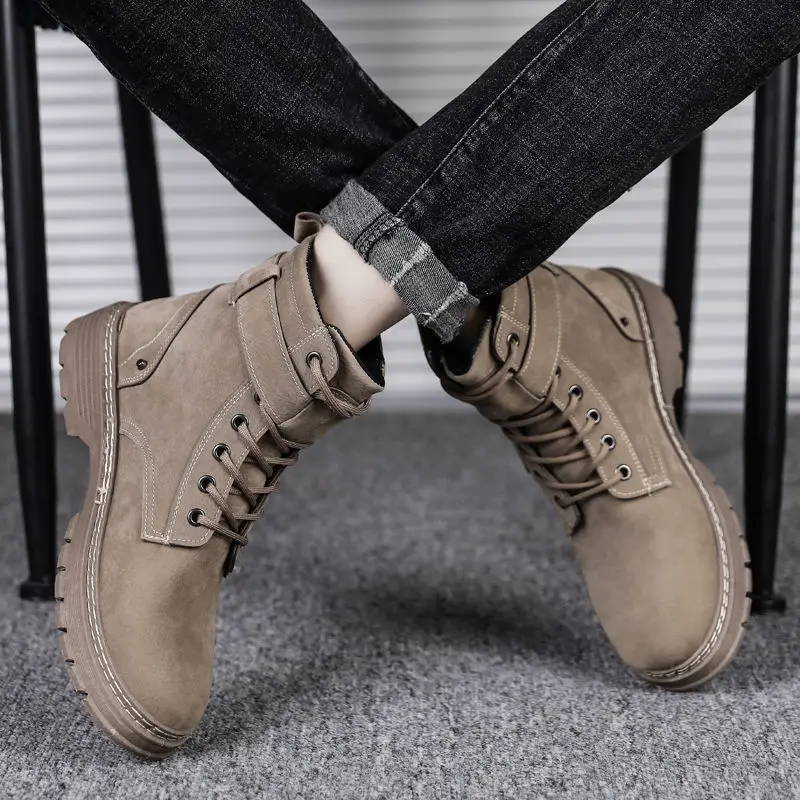 Черные ботильоны с металлической пряжкой на ремешке Мужская зимняя высокая