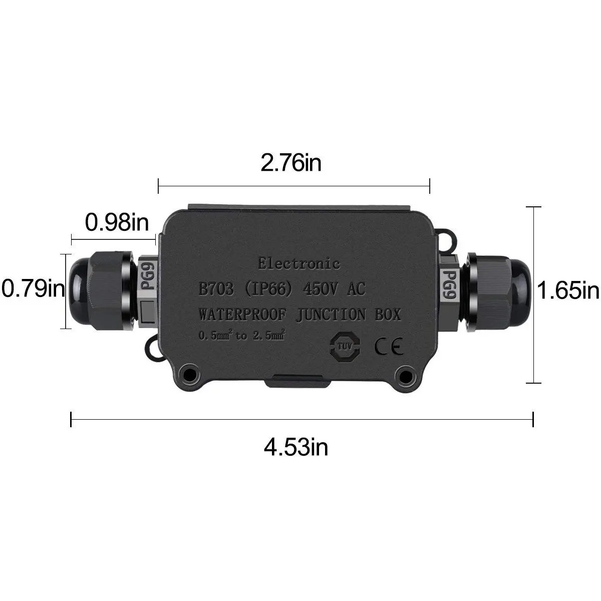 HOT IP66 Водонепроницаемый Открытый 2 кабеля PG9 черный пластиковый соединитель