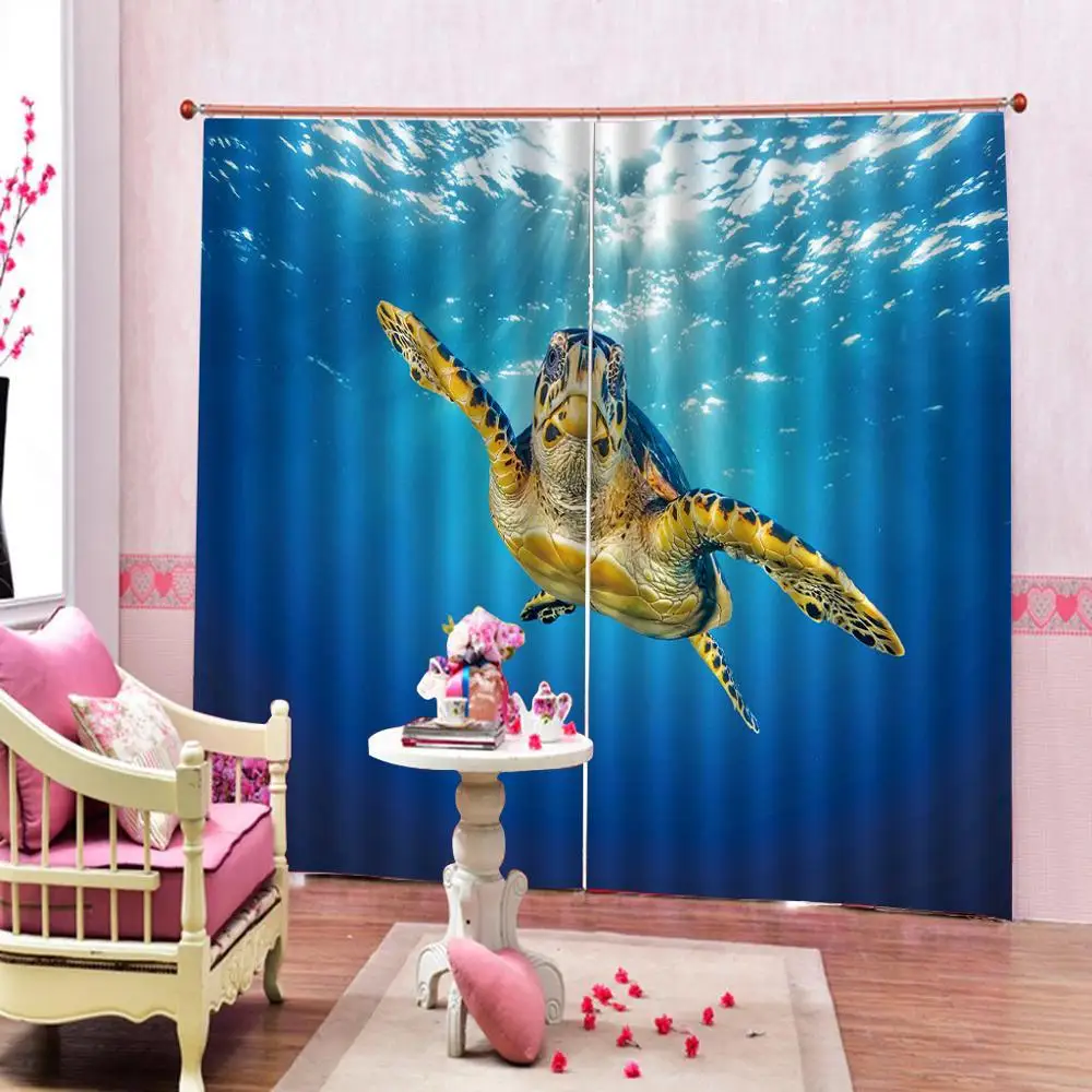 

Sea Turtles Curtains with Bathroom Decor Modern Animal Living room bedroom blackout curtains