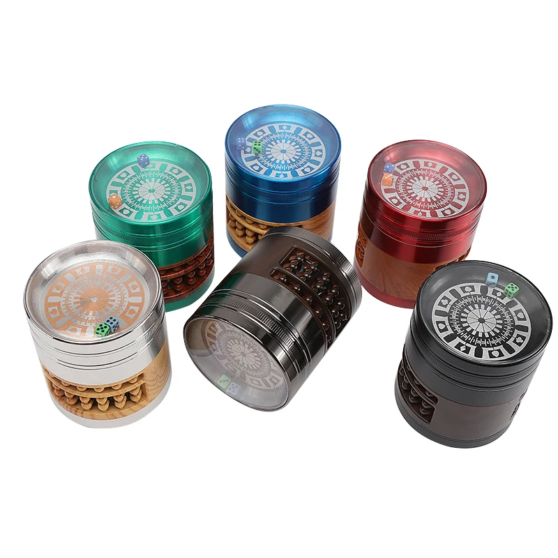 

4Layers Herbal Herb Tobacco Grinder Smoke Grinders Weed Herb Crusher Cigarette Accessories Dice Cover Shiny Smoking Gadget
