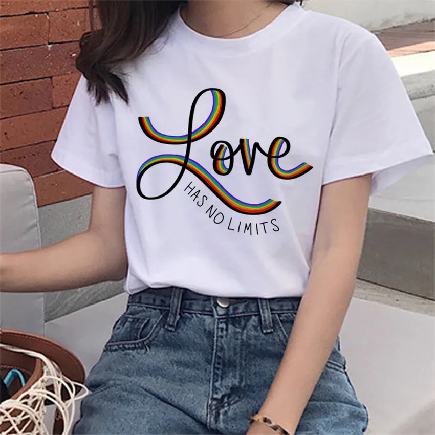 Новая футболка ЛГБТ с надписью &quotGay Love Harajuku&quot женская изображением лесбиянок