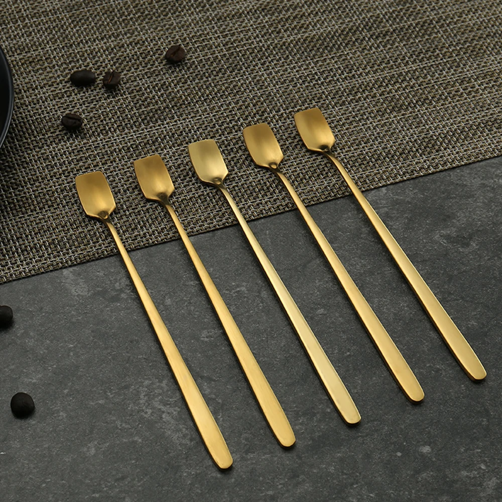 Кухонная ложка маленькая золотистая Серебристая круглая из нержавеющей стали