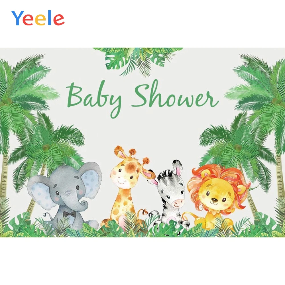 

Newborn Baby Shower Birthday Party Tropical Jungle Forest Animal Elephant Backdrop Photography Background For Photo Studio Shoot