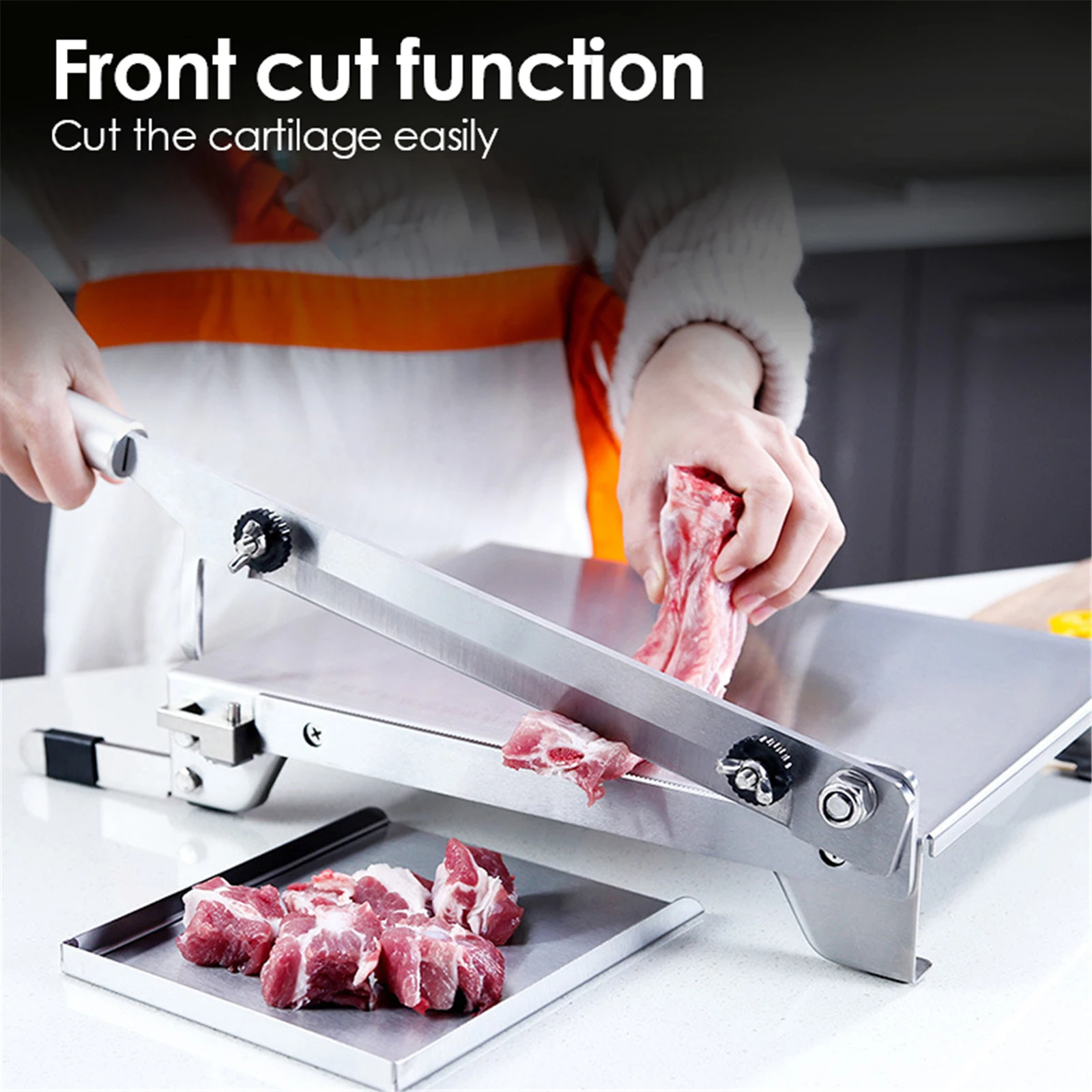 

13,5 дюймов ручного ребра слайсер для резки мяса птицы Курица Утка рыба ягненок мясо машина для резки кости Нержавеющая сталь коммерческих б...