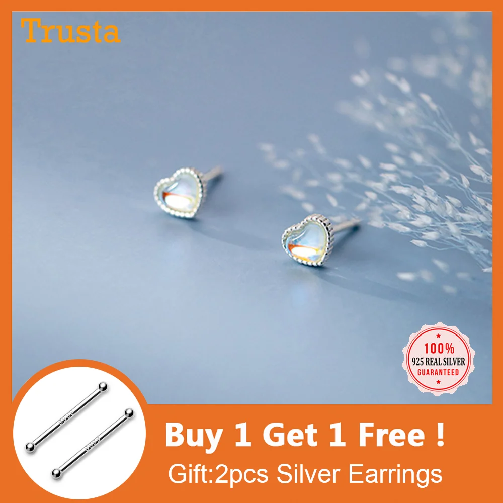 TrustDavis реальные 925 серебро модные милые романтическое сердце серьги со шпилькой