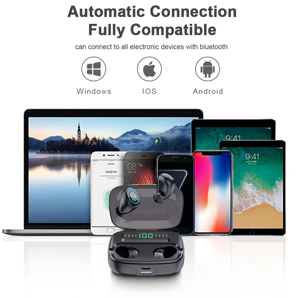 Kowkaka наушники вкладыши TWS Bluetooth 5 0 3500 мАч зарядным устройством беспроводные стерео
