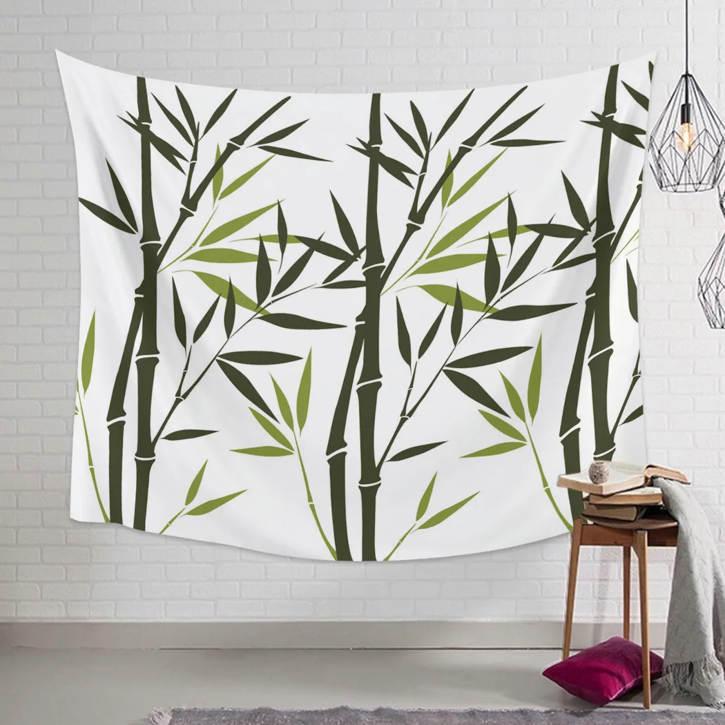 Bamboo Forest Green Plant Branch Tapestry Wall Hanging Family Bedroom Dormitory Decoration | Дом и сад
