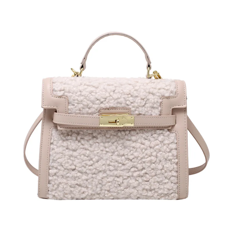 

fashion womens hs autumn winter small women's popular new fresh and sweet lamb wool bag simple single shoulder messenger purses