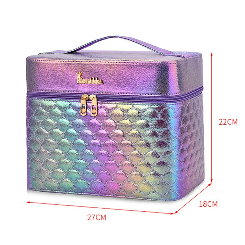 

Professional Makeup Bag Women Storage Box Multilayer Large Capacity Cosmetic Cases Female Discoloration Handbag Waterproof White