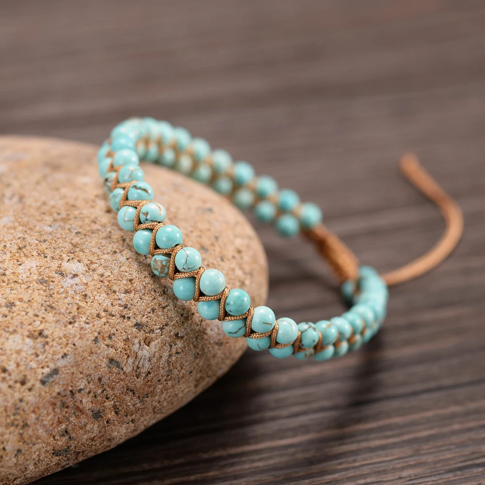 Плетеный 4 мм Амазонит ручной работы хаулитовые камни браслет дружбы фенечки
