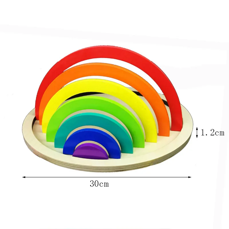 

Children Educational Colorful Arch Bridge Building Blocks Rainbow Geometric Creative Building Wooden Early Education Puzzle Toys