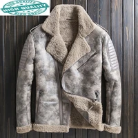mens winter genuine sheep shearling jacket for men clothing hat detachable motorcycle coat ropa de hombre lxr2072