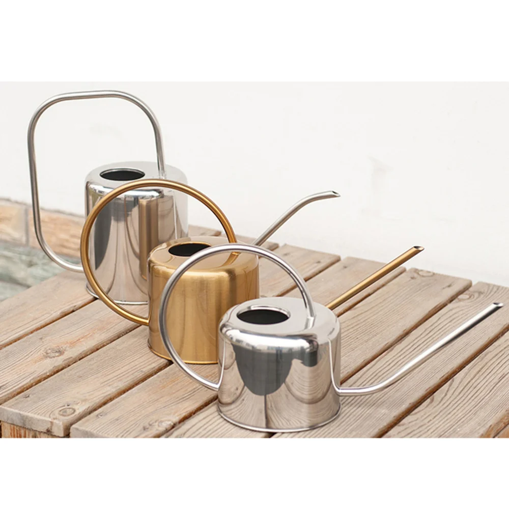 

1pc Plants Watering Can Stainless Steel Long Spout Succulents Watering Kettle Gardening Tool (Golden)