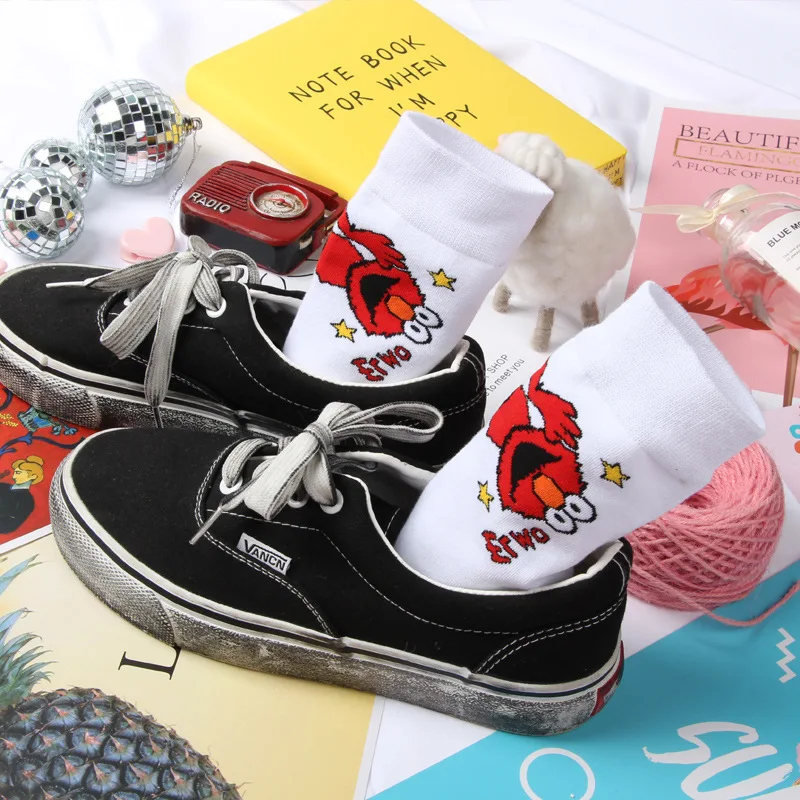 Женские носки забавные хлопковые для девочек уличная одежда Мультяшные короткие