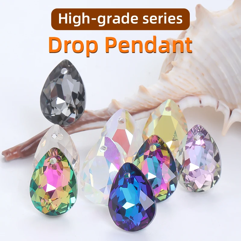 

Astrobox High K9 Glass Water Drop A Hole Pendant Crystal Rhinestones Clear Teardrop Loose Strass DIY Jewelry Accessories Making