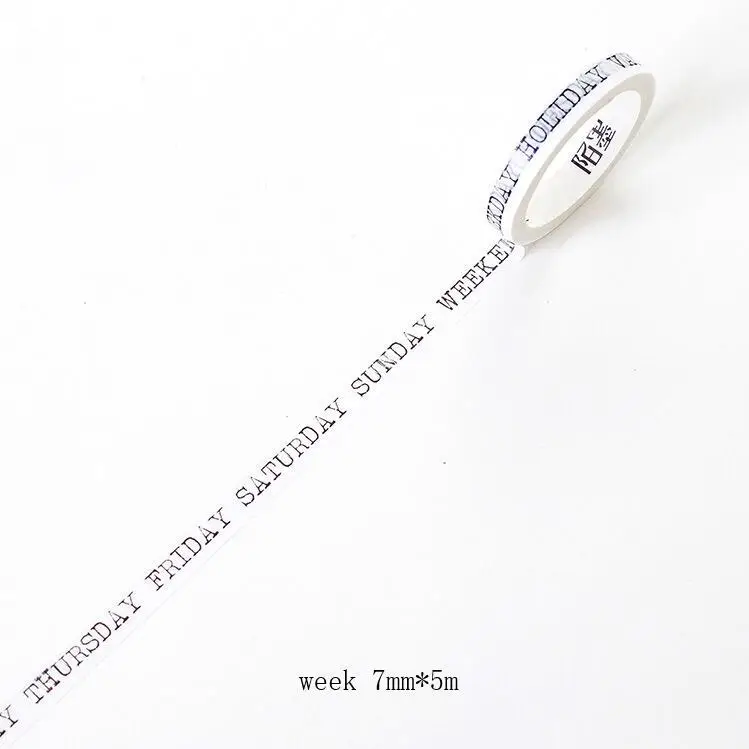 WOKO базовый винтажный черно-белый Week васи лента 7 мм простой план недели Ретро персонажи маскирующая лента DIY планировщик для скрапбукинга - Цвет: hangzhouban