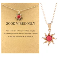 fashion women long chain red sun pendant necklace chain necklace choker necklace jewelry gift