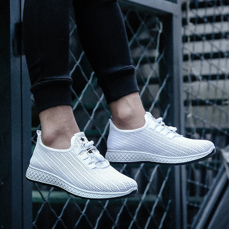2019 модная мужская обувь повседневная ткацкая сетка дышащая легкая Мягкая Черная
