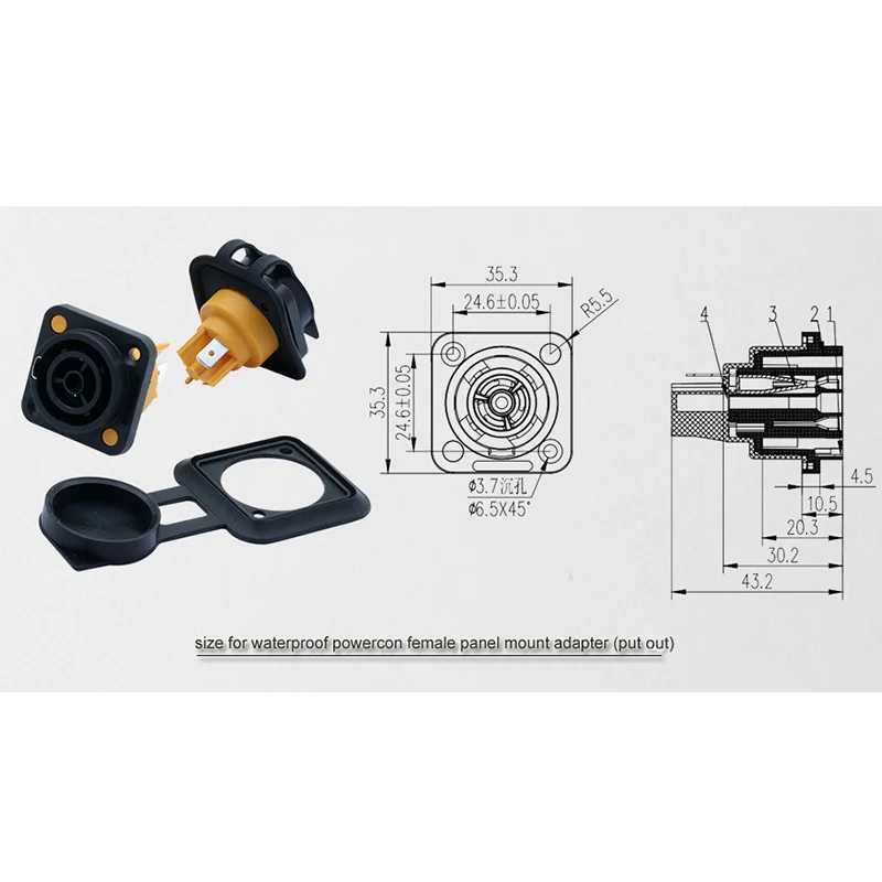 Beste 100 Pcs IP65 Waterdichte 3 Pin Power Connector Chassis Mannelijke/Vrouwelijke Panel Mount Out/In 20A/250V Stopcontact Voor Led Groot Scherm