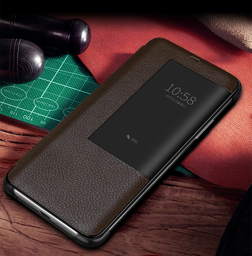 KAIBASSCE Luxury Business Leather lychee Pattern Smart sleep wake Case For Huawei Mate 20Pro Mate 20RS Mate 20X/5G Case Cover