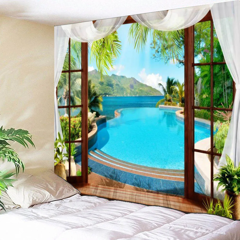 SepYue пляжный кокосовый пейзаж настенный гобелен настенное украшение в стиле