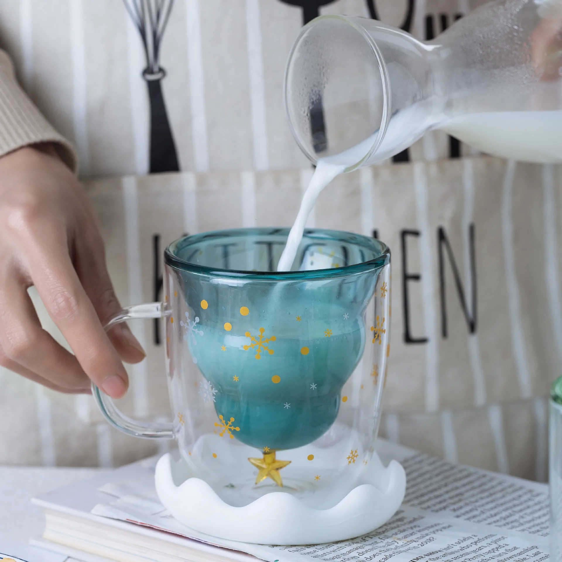 Рождественская серия 3D чашка для кофе с изображением дерева желаний звезд