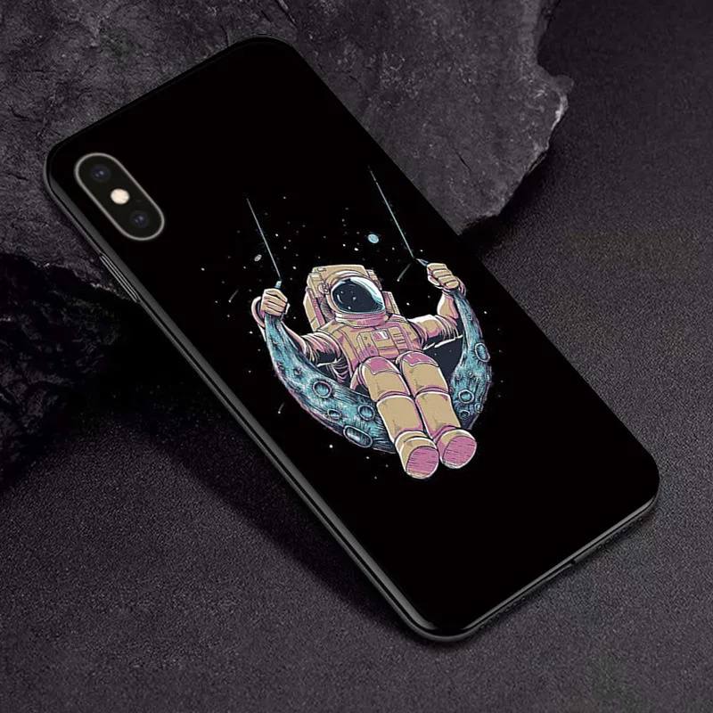 TPUBLK551 Черный чехол из ТПУ для Apple iPhone X XR XSMax 11 чехол Модный мультяшный астронавт для Apple iPhone 6 6S 7 8 Plus чехол для телефона бампер - Цвет: TPUBLK551