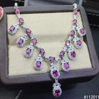 kjjeaxcmy fine jewelry 925 sterling silver inlaid natural garnet luxury women miss female girl new pendant necklace
