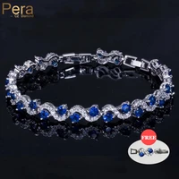 pera 5 color options fashion ladies silver color cubic zirconia royal blue tennis bracelets jewelry for christmas gift b017