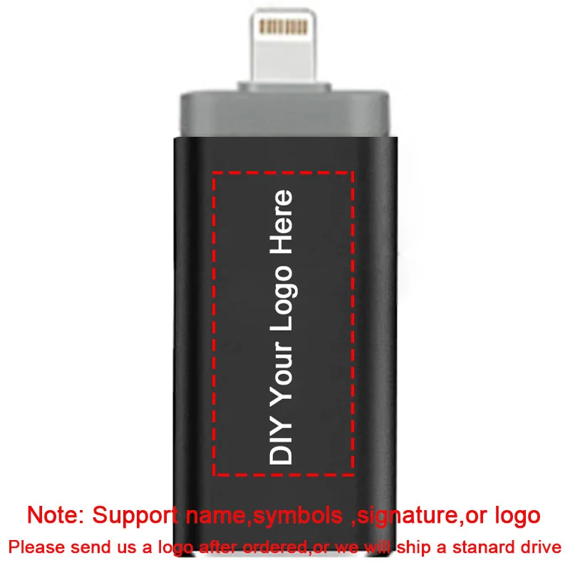 BlackY01 Plus DIY Флэш-накопитель USB для iPhone X / 8/7/7 Plus / 6 / 6s / 5 / SE / ipad OTG Pen Drive HD Picture Stick 16 ГБ 32 ГБ 64 ГБ 128 ГБ Плюс DIY ЛОГОТИП и DJ Music Pendrive USB 3.0 и Dropshipping - Цвет: BlackY01 Plus DIY