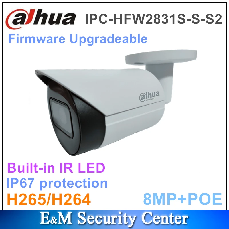 Оригинальная камера видеонаблюдения dahua 8MP IPC HFW2831S S S2 POE CCTV Lite IR с фиксированным