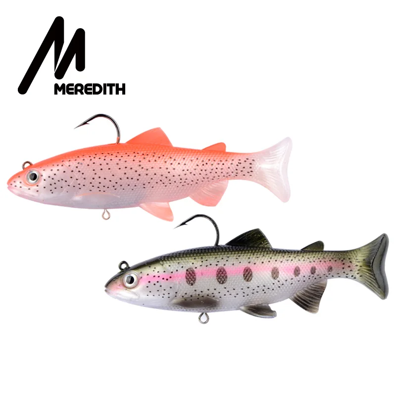 MEREDITH форель силиконовая приманка мягкие приманки воблеры 12 см 15 см свинцовая голова ПВХ рыболовные приманки искусственные приманки Т-хвост свинцовые мягкие приманки