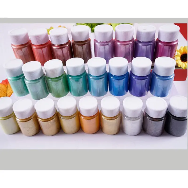 

4X7B 4 Pcs/set DIY Crystal Epoxy Pearlescent Powder Slim Material Mica Glitter Crystal Mud Filler