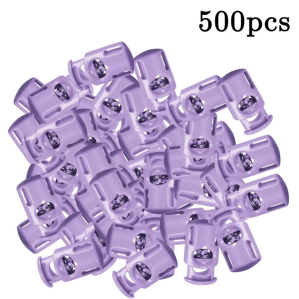 

500PCS Making Face Mask DIY Accessories Purple Rope Cord Locks Clip End Single Holes Luggage Lanyard Fasten Stopper Sliding