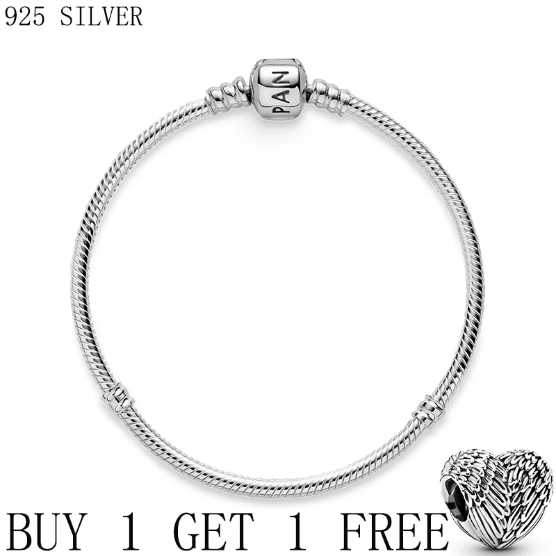 

Pulseira 925 Sterling Silver Bracelet Moments snake bracelet Zircon Clasp Femme Snake Chain Bracelets & Bangles Women Jewelry