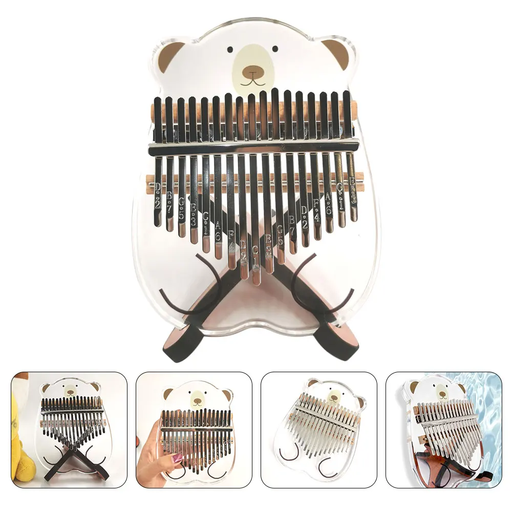 

1pc Cartoon Bear Finger Piano Chic Acrylic Thumb Piano 17 Keys Finger Piano